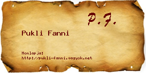Pukli Fanni névjegykártya